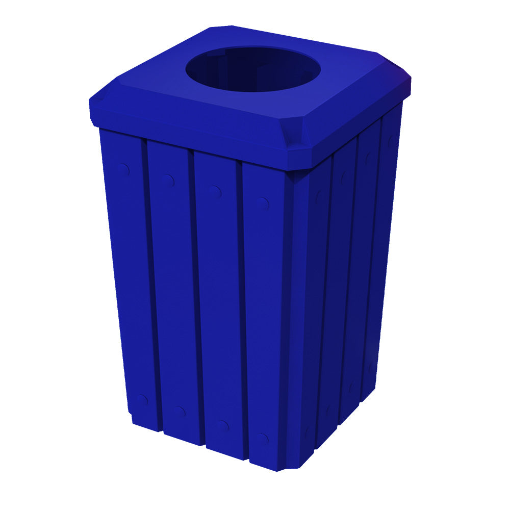 32 Gallon Signature Square | Recycle Lid with 11.5" Hole - Assembly - Blue - Anchorline Supply