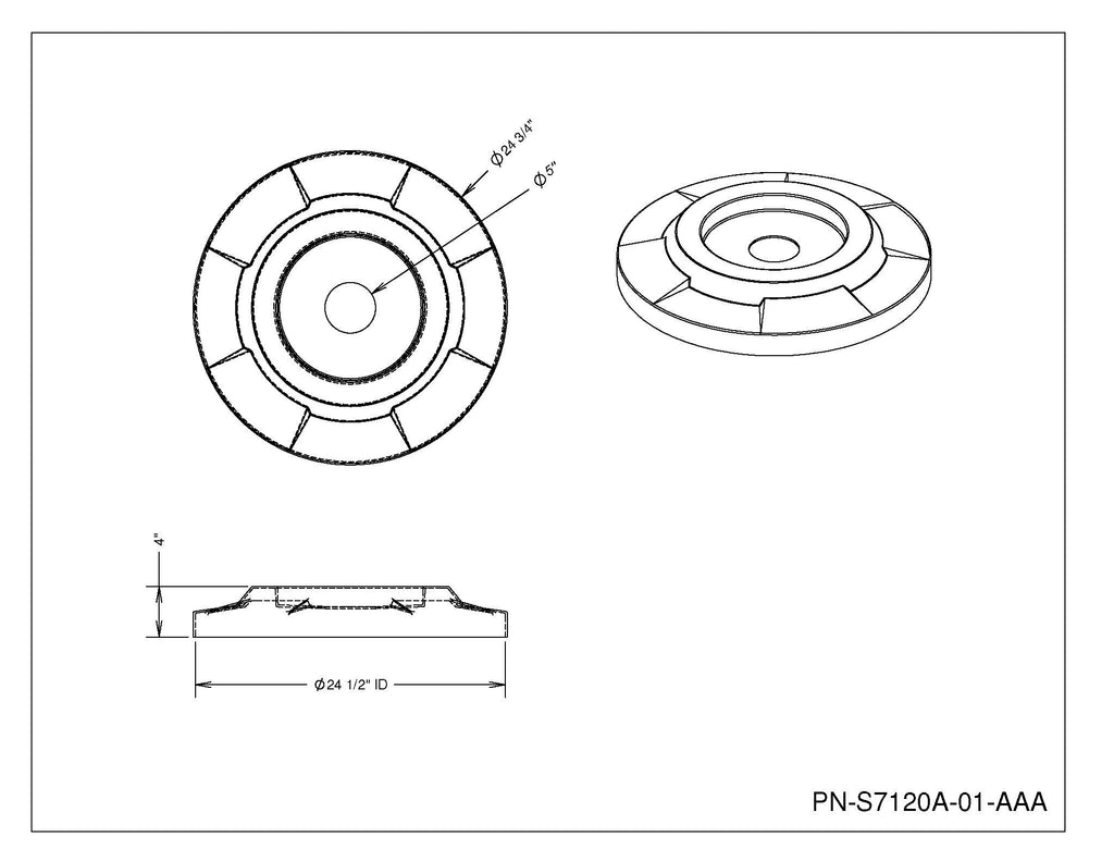 Flat Top with 5" Hole (fits 42 & 55 gallon round) - Brown - Anchorline Supply