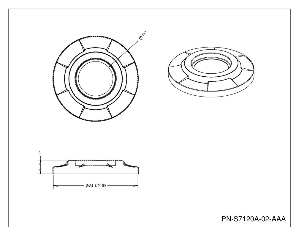 3-PACK - Flat Top with 11.5" Hole (fits 42 & 55 gallon round) - Green - Anchorline Supply