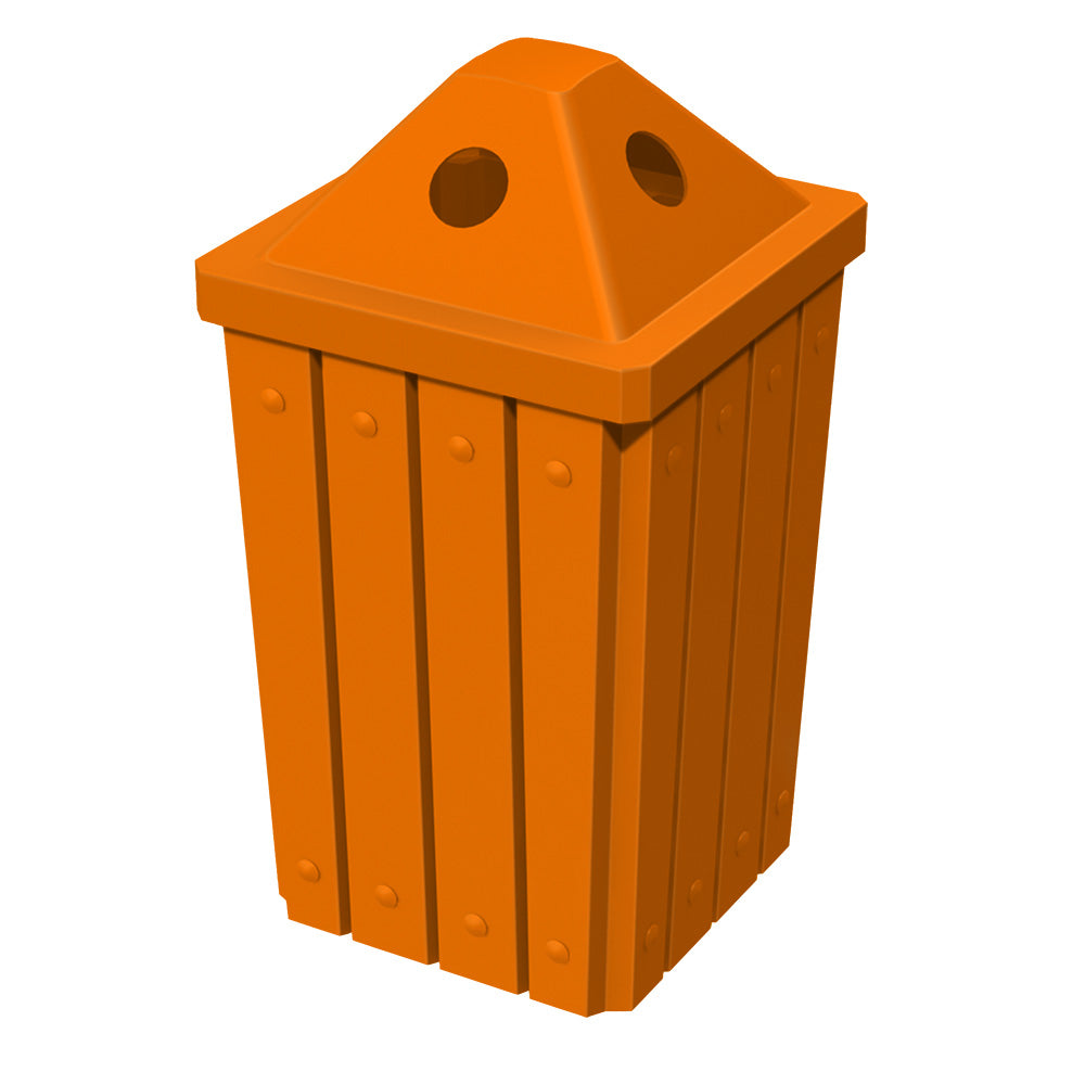32 Gallon Signature Square | Pyramid Top Lid - Assembly - Orange - Anchorline Supply