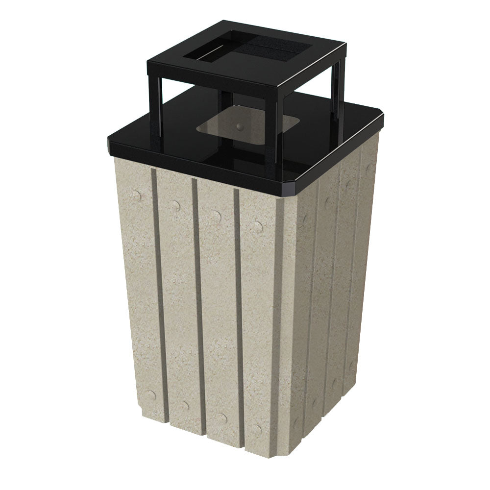 32 Gallon Signature Square | Steel Ashtop - Assembly - Dark Granite - Anchorline Supply