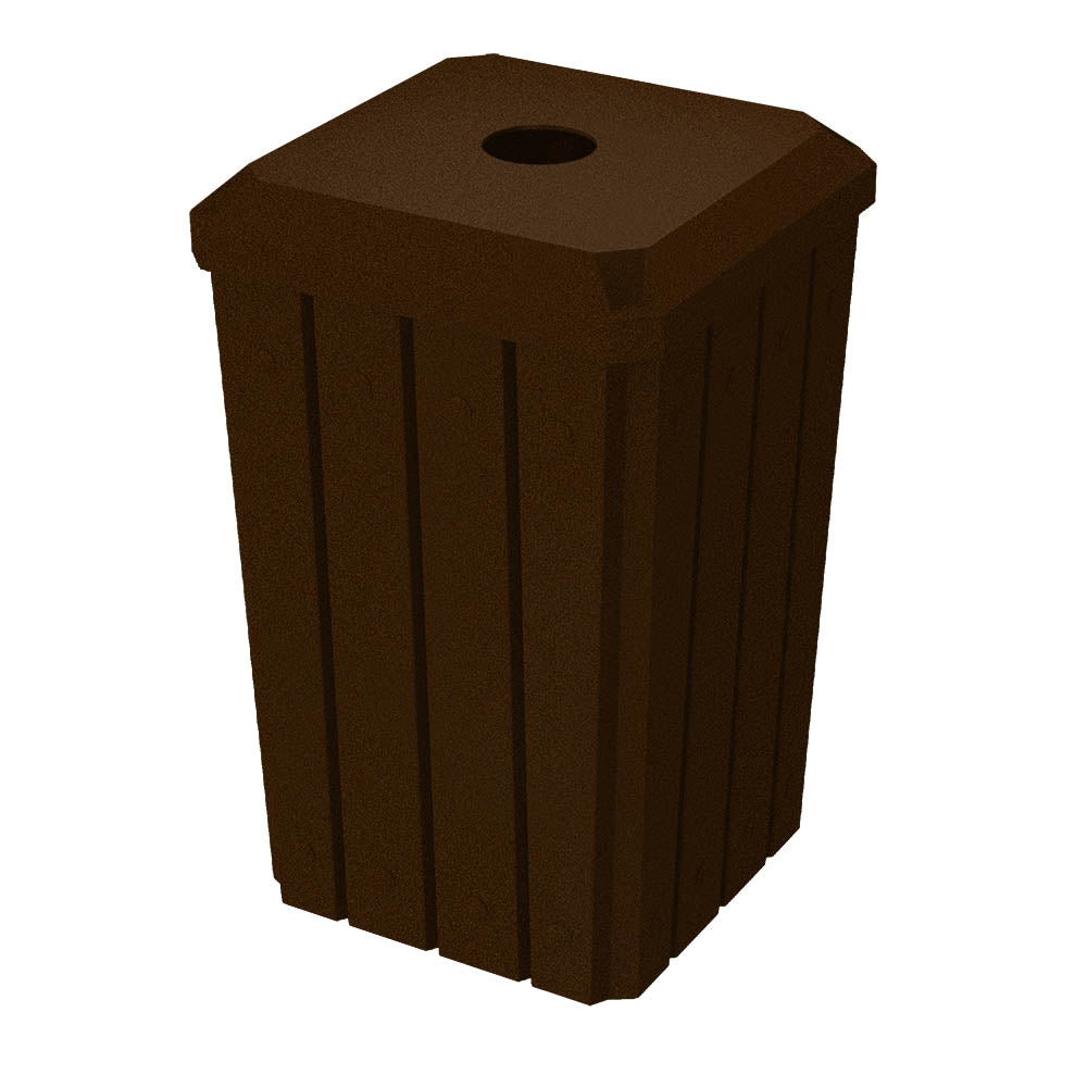 32 Gallon Signature Square | Recycle Lid with 5" Hole - Assembly - Dark Granite - Anchorline Supply
