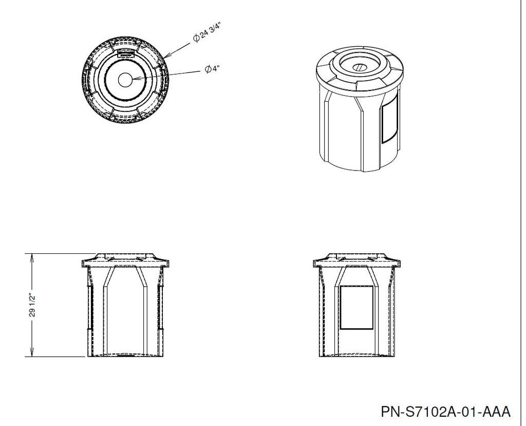 42 Gallon Classic Round | Flat Lid with 5" hole - Assembly - Brown - Anchorline Supply