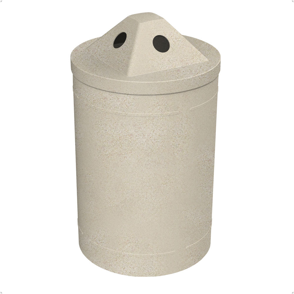 55 Gallon Classic Round | Pyramid with 3.5" holes Top - Assembly - Beige Granite - Anchorline Supply