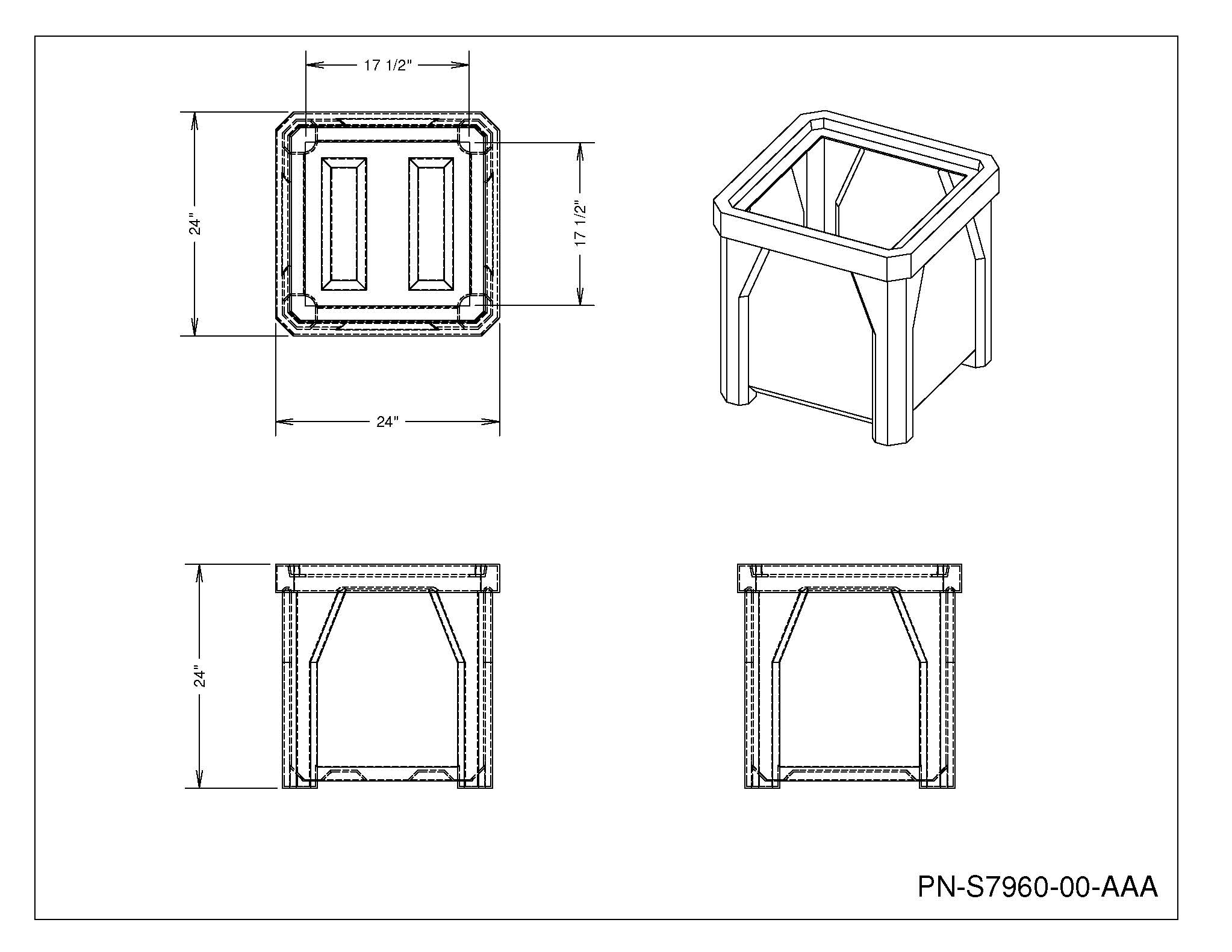 24" Square Plastic Planter - Brown - Anchorline Supply