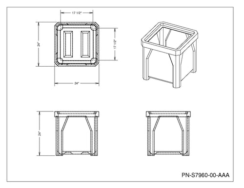 24" Square Plastic Planter - Brown - Anchorline Supply