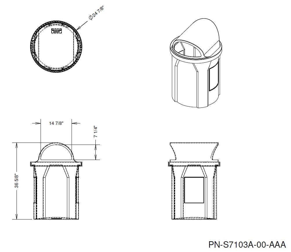 42 Gallon Classic Round | 2-Way Open Lid - Assembly - Green - Anchorline Supply