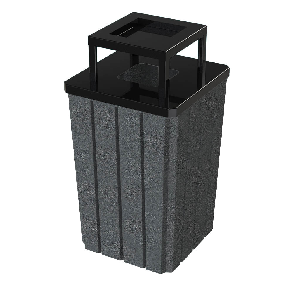 32 Gallon Signature Square | Steel Ashtop - Assembly - Brown Granite - Anchorline Supply