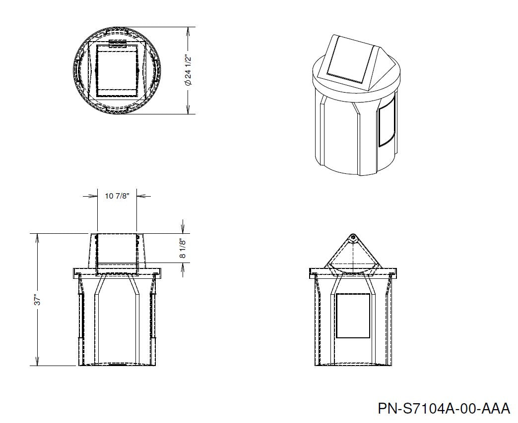 42 Gallon Classic Round | Swing Top Lid - Assembly - Brown - Anchorline Supply