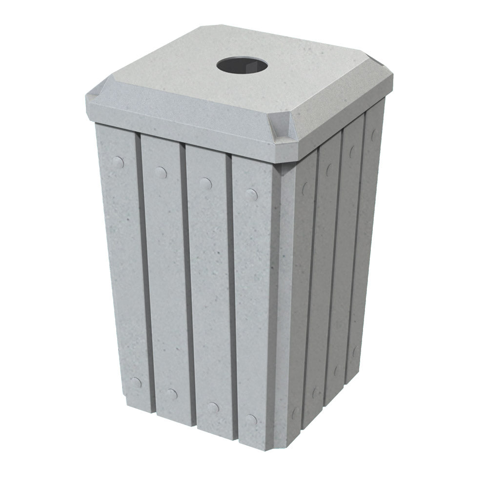32 Gallon Signature Square | Recycle Lid with 5" Hole - Assembly - Yellow - Anchorline Supply