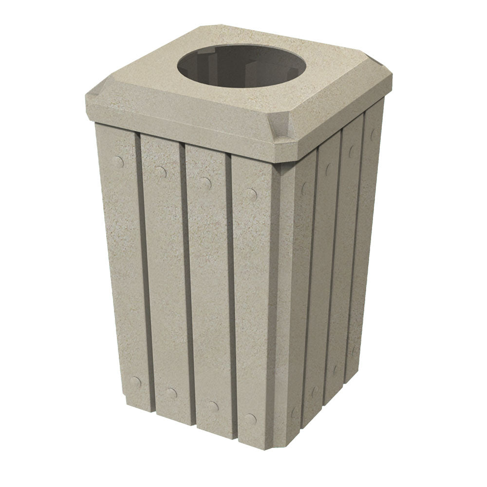 32 Gallon Signature Square | Recycle Lid with 11.5" Hole - Assembly - Beige Granite - Anchorline Supply