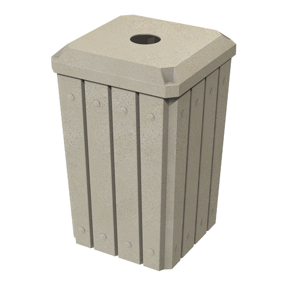32 Gallon Signature Square | Recycle Lid with 5" Hole - Assembly - Light Granite - Anchorline Supply