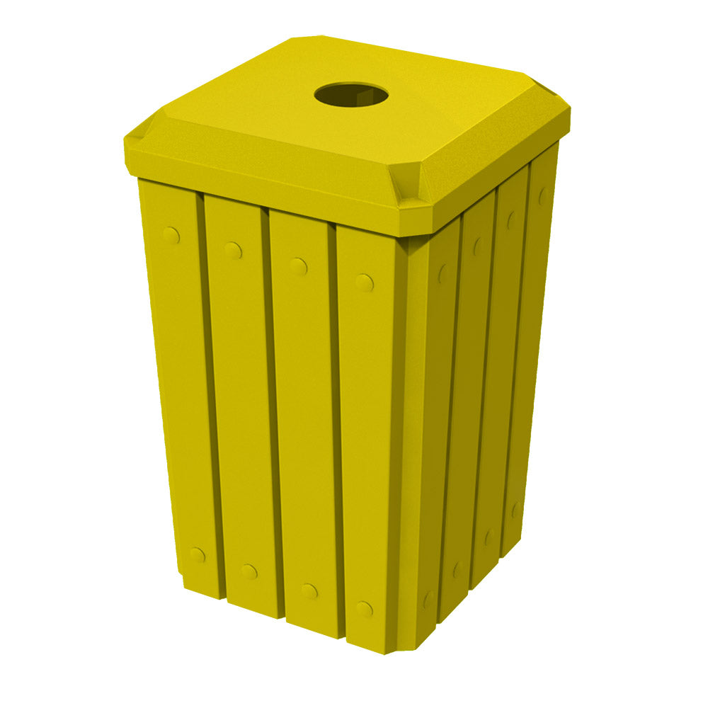 32 Gallon Signature Square | Recycle Lid with 5" Hole - Assembly - Black - Anchorline Supply