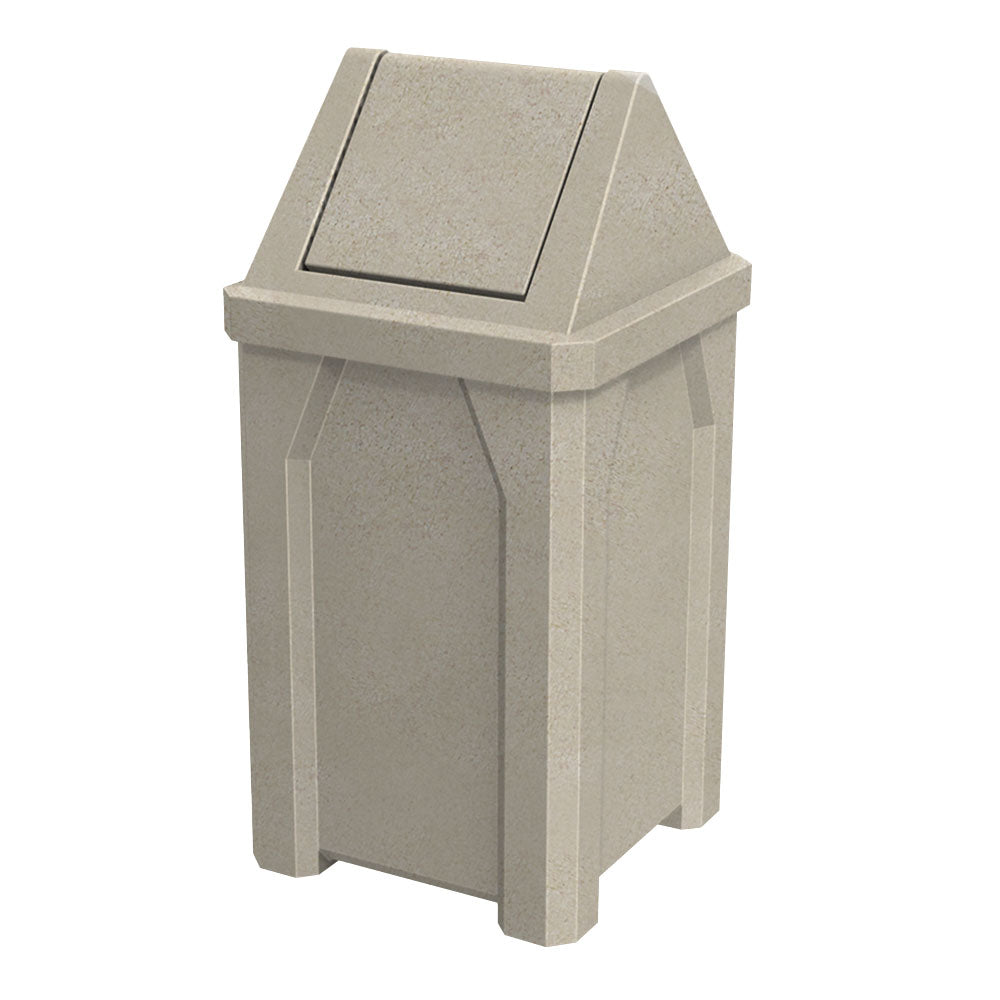 32 Gallon Classic Square | Swing Top Lid - Assembly - Beige Granite - Anchorline Supply