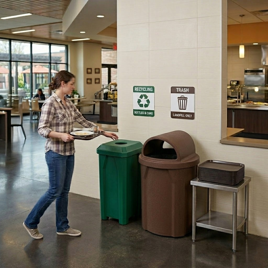 32 Gallon Signature Square | Recycle Lid with 5" Hole - Assembly - Brown - Anchorline Supply