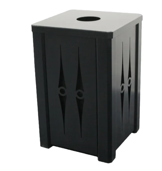 32 Gallon Steel Square | Recycle Top - Assembly - Black Powder Coat - Anchorline Supply