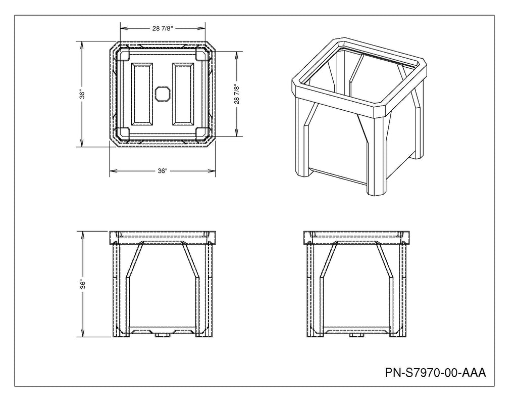 36" Square Plastic Planter - Black - Anchorline Supply