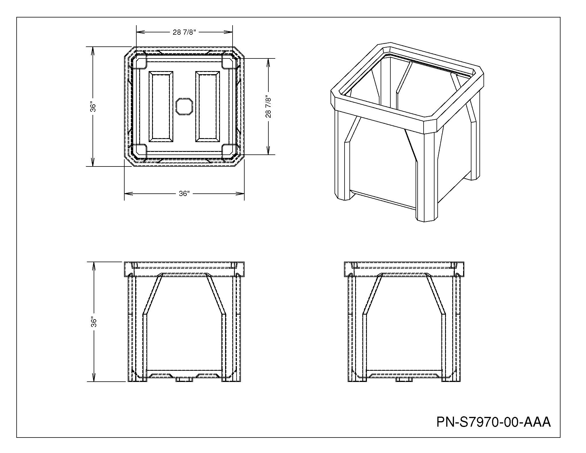 36" Square Plastic Planter - Black - Anchorline Supply
