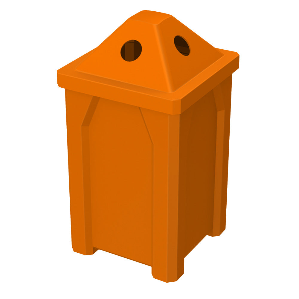 32 Gallon Classic Square | Pyramid Top - Assembly - Orange - Anchorline Supply