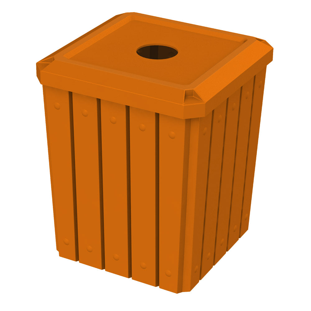 52 Gallon Signature Square | Flat Lid with 5" Hole - Assembly - Orange - Anchorline Supply