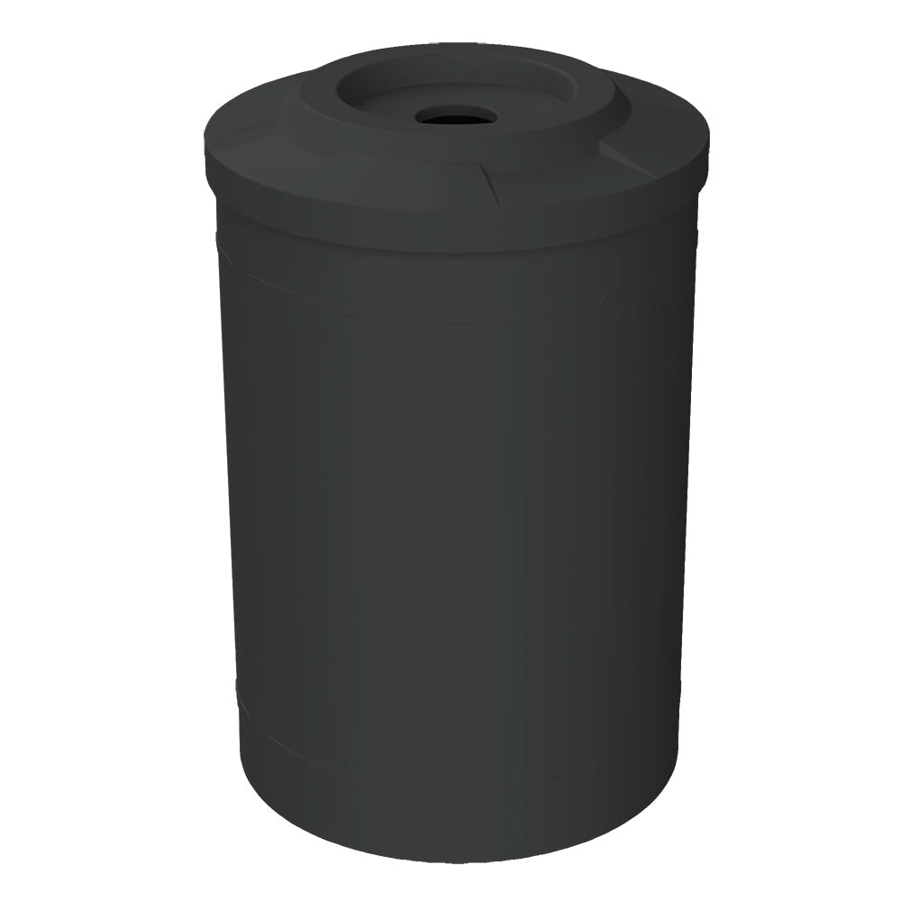 55 Gallon Classic Round | Flat top with 5" hole Lid - Assembly - Dark Granite - Anchorline Supply