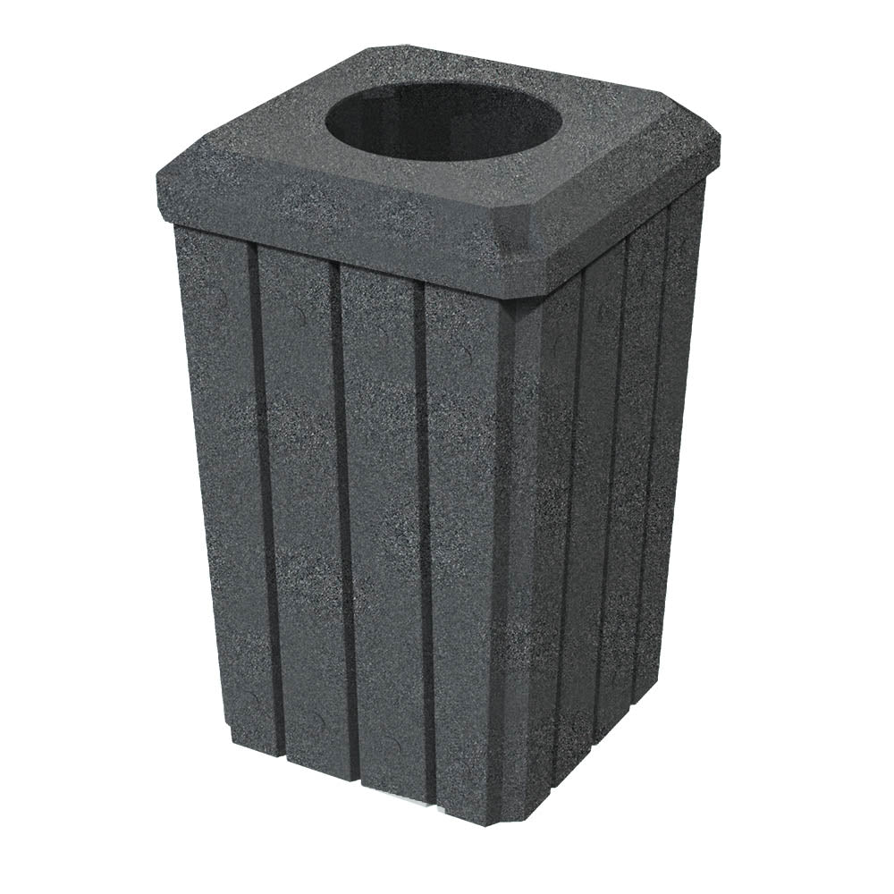 32 Gallon Signature Square | Recycle Lid with 11.5" Hole - Assembly - Brown Granite - Anchorline Supply