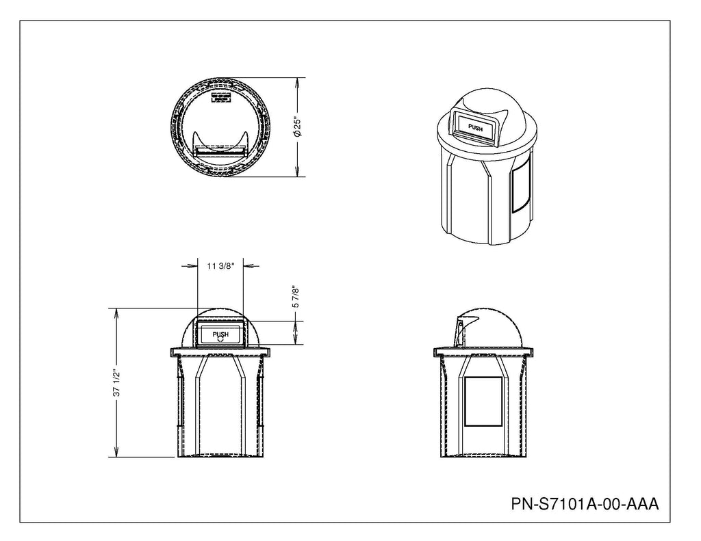 42 Gallon Classic Round | Dome Top Lid - Assembly - Brown - Anchorline Supply