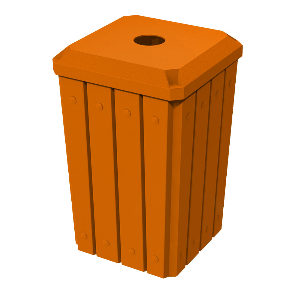 32 Gallon Signature Square | Recycle Lid with 5" Hole - Assembly - Red - Anchorline Supply