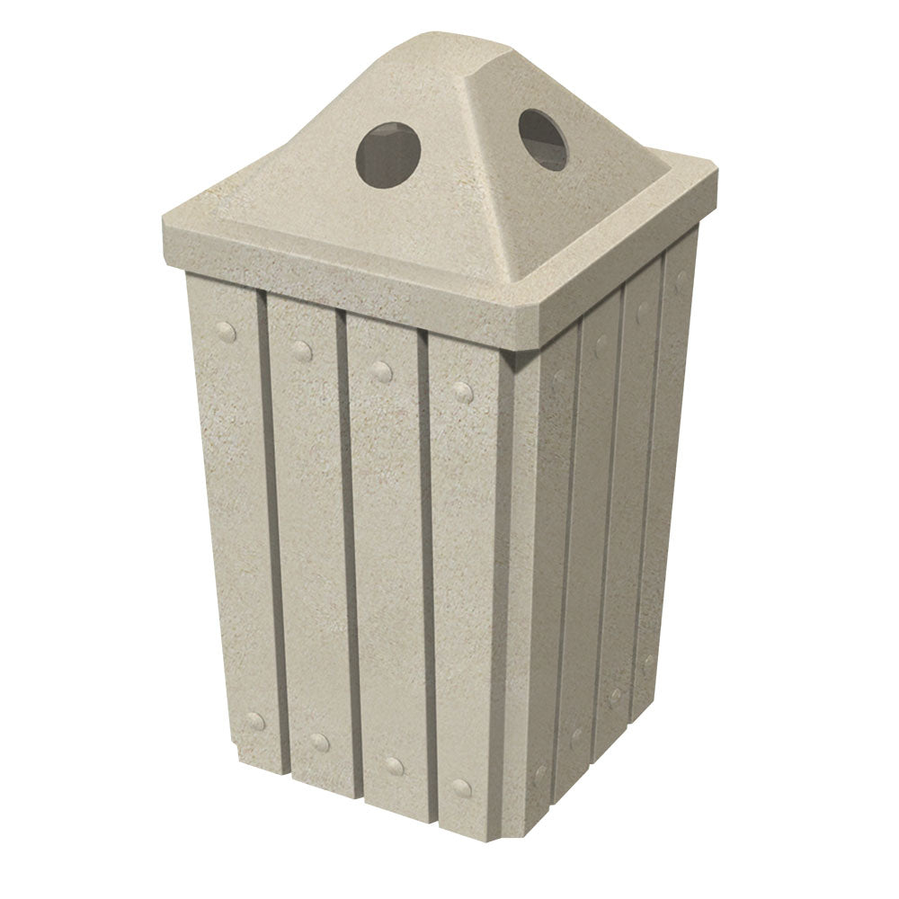32 Gallon Signature Square | Pyramid Top Lid - Assembly - Beige Granite - Anchorline Supply