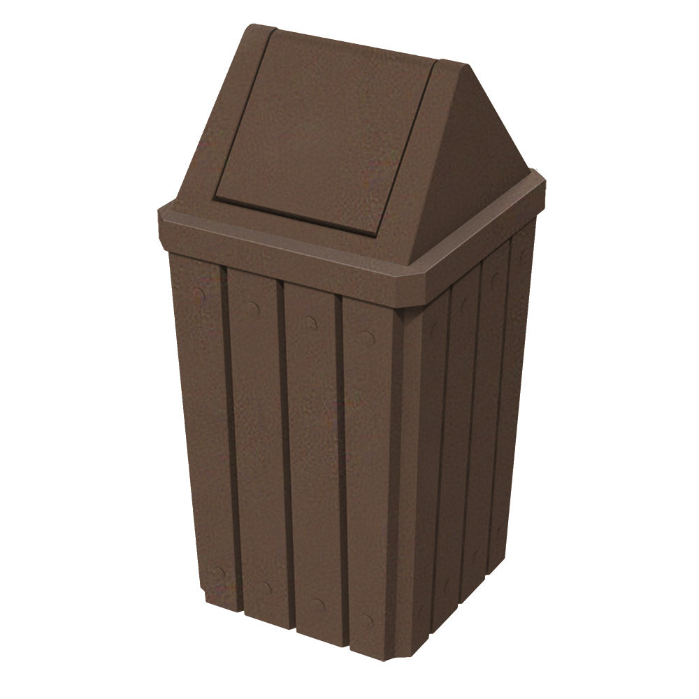 32 Gallon Signature Square | Swing Top Lid - Assembly - Brown Granite - Anchorline Supply