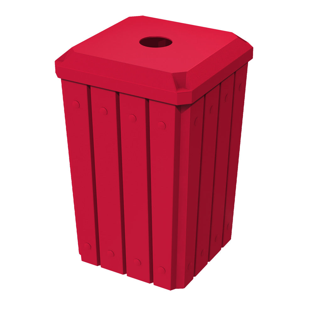 32 Gallon Signature Square | Recycle Lid with 5" Hole - Assembly - Green - Anchorline Supply