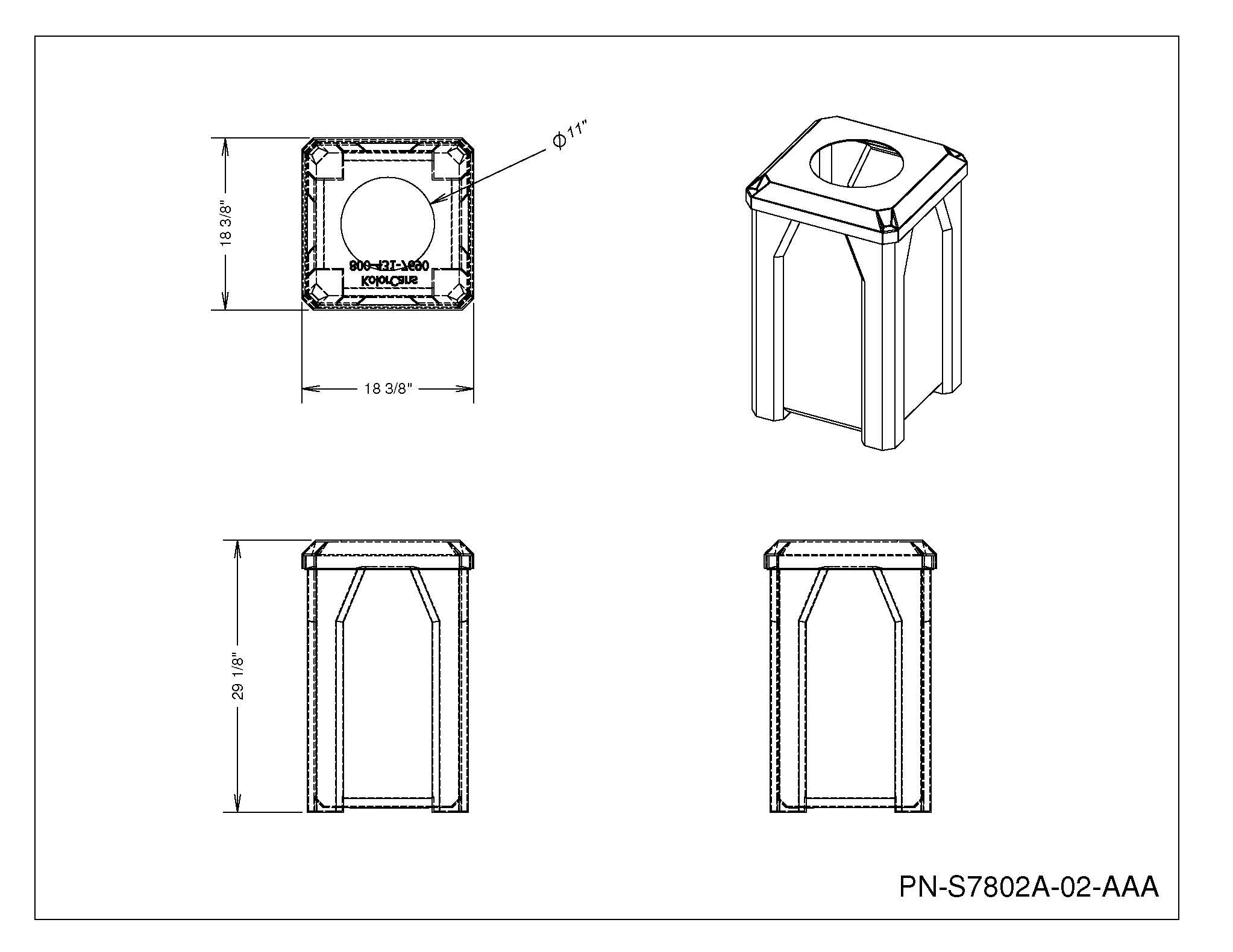 32 Gallon Classic Square | 11.5" Recycle Lid - Assembly - Brown - Anchorline Supply