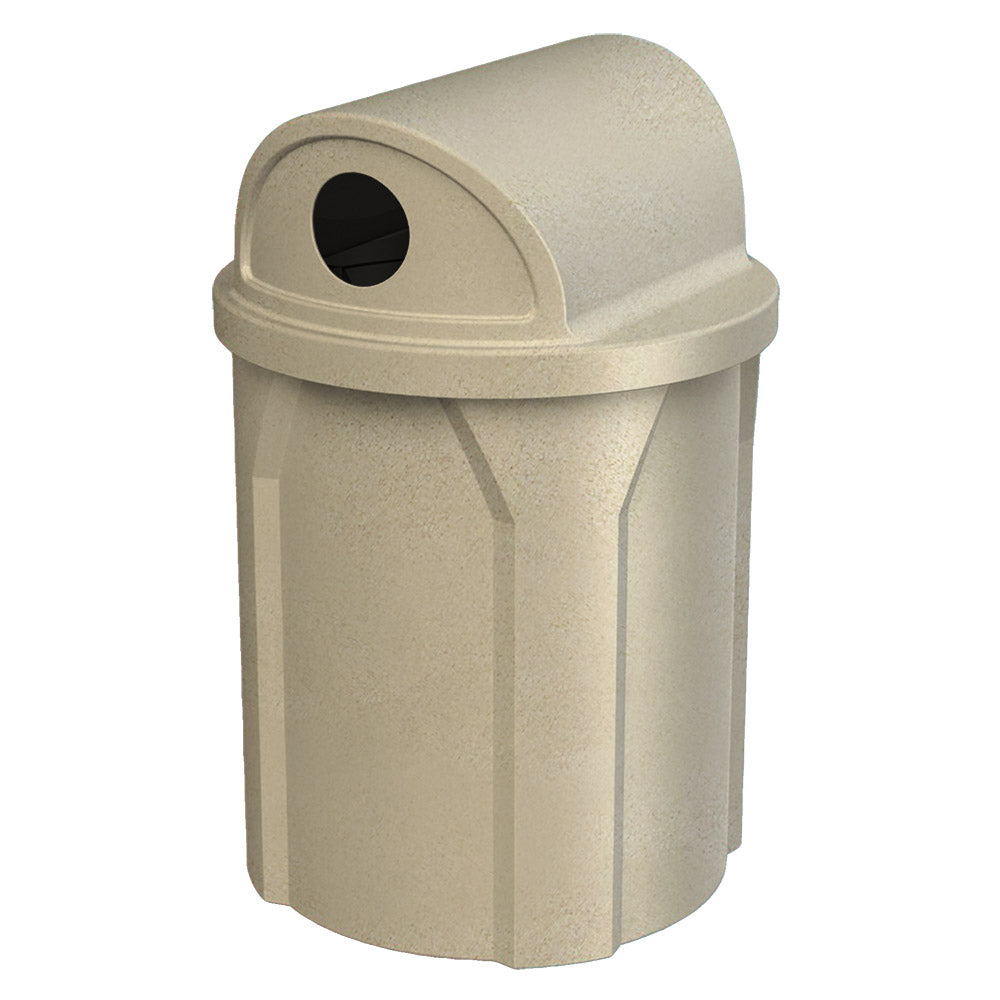 42 Gallon Classic Round | 2-Way 5" Recycle Lid - Assembly - Brown Granite - Anchorline Supply
