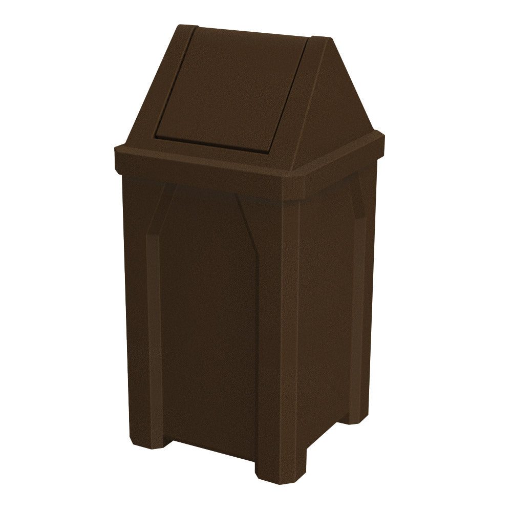 32 Gallon Classic Square | Swing Top Lid - Assembly - Brown Granite - Anchorline Supply