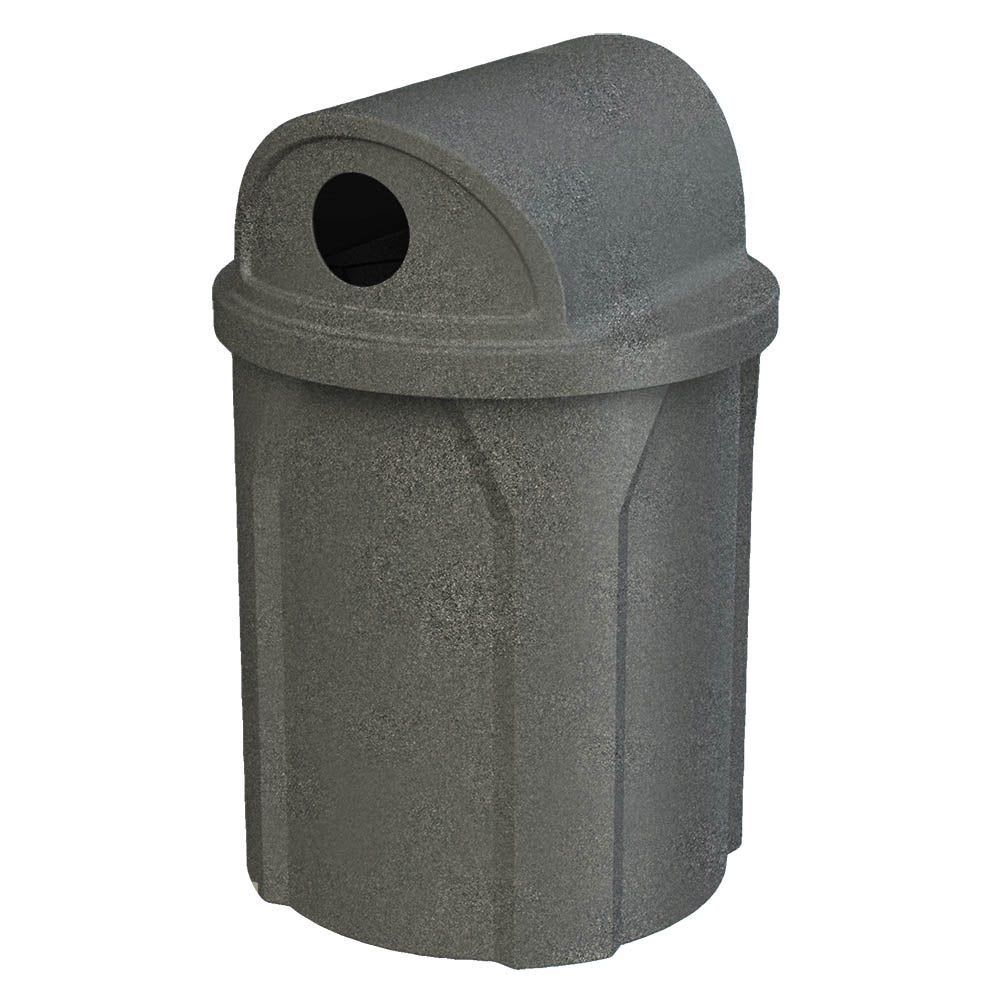 42 Gallon Classic Round | 2-Way 5" Recycle Lid - Assembly - Dark Granite - Anchorline Supply