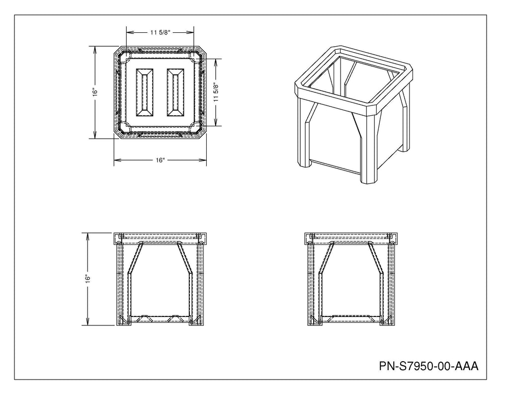 16" Square Plastic Planter - Green - Anchorline Supply