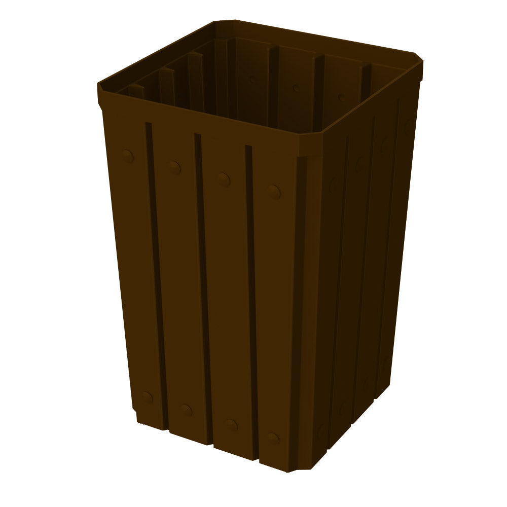 32 Gallon Square Signature Receptacle - Brown - Anchorline Supply