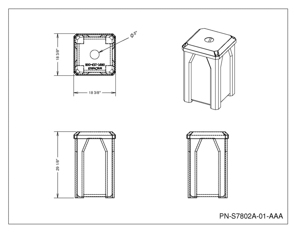32 Gallon Classic Square | 5" Recycle Lid - Assembly - Brown - Anchorline Supply