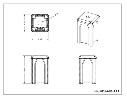 32 Gallon Classic Square | 5" Recycle Lid - Assembly - Brown - Anchorline Supply