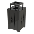 32 Gallon Steel Square | Ash Top Lid - Assembly - Black Powder Coat - Anchorline Supply