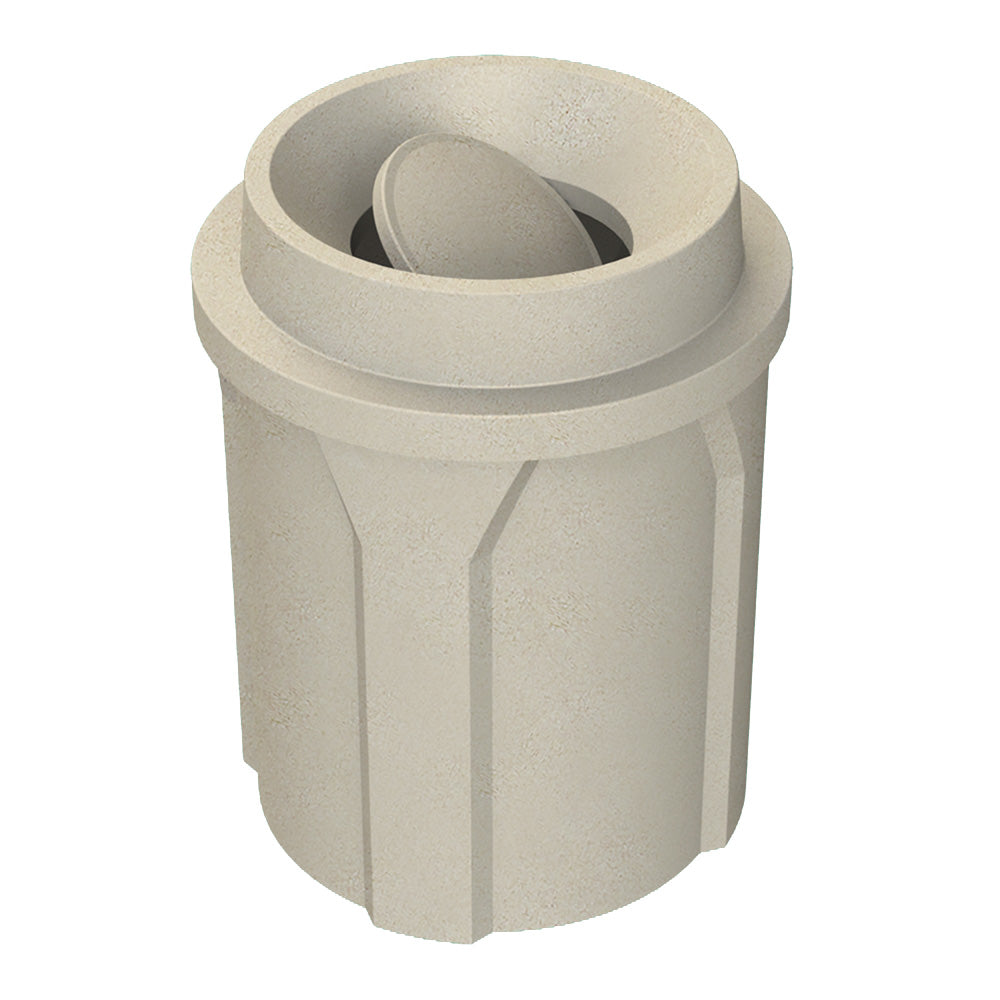 42 Gallon Classic Round | Funnel Lid with Bug Barrier - Assembly - Beige Granite - Anchorline Supply