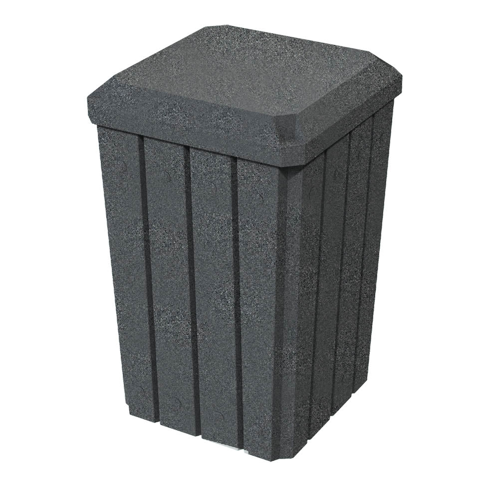 32 Gallon Signature Square | Flat Dust Cover Lid - Assembly - Brown Granite - Anchorline Supply