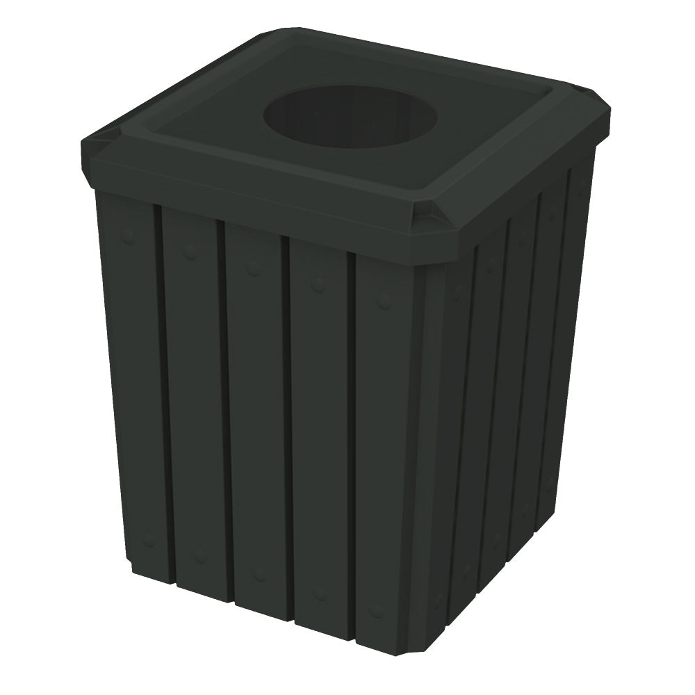 52 Gallon Signature Square | Flat Lid with 11.5" Hole - Assembly - Dark Granite - Anchorline Supply